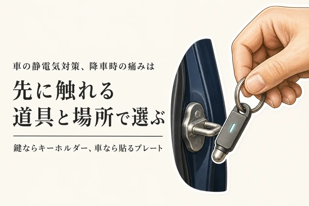 車の静電気除去キーホルダーとドア用プレートの使い分け｜降車時に触れる順番で選ぶ