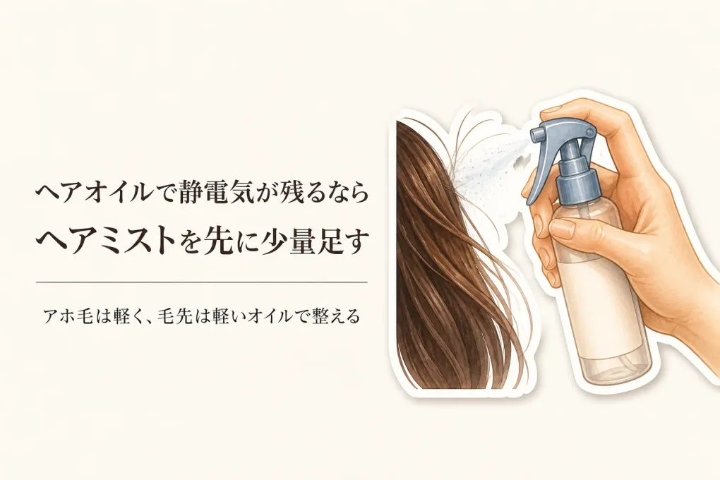 ヘアオイルで静電気が残るときの対策｜アホ毛にはヘアミスト？軽いオイル？