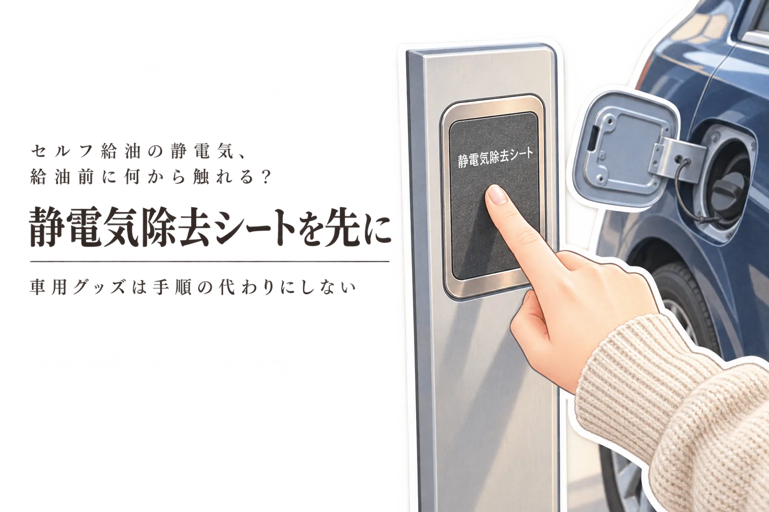 冬のセルフ給油前に車用静電気除去シートとキーホルダーを比較｜触れる順番で選ぶ