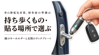 年末年始の帰省前に静電気対策を準備｜車用キーホルダーと玄関タッチプレートを使う場所で選ぶ